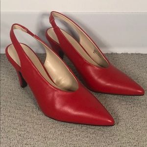 Bar III Red Tanyap Slingback Pointed Toe Pumps S.6